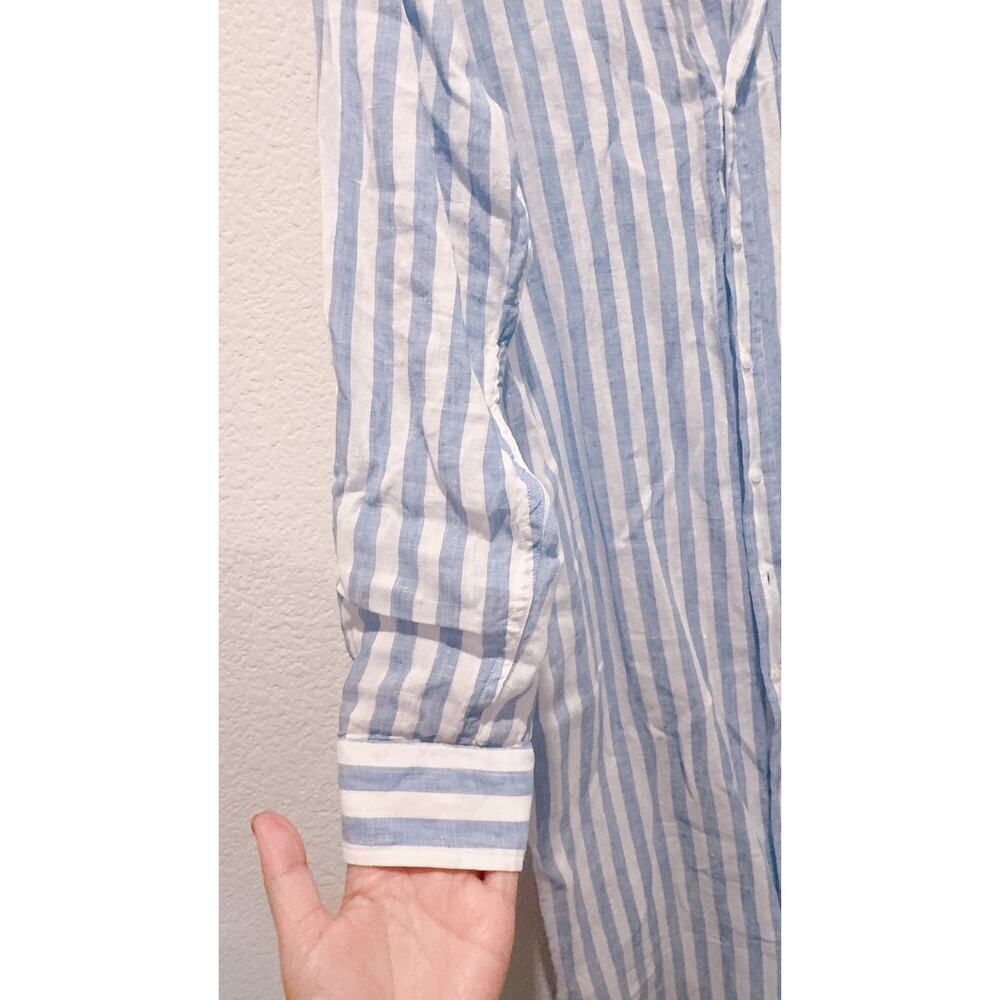 Frank & Eileen RORY dress in Wide White and Blue Stripe in Classic Linen small - Picture 7 of 9